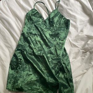 Green slip dress